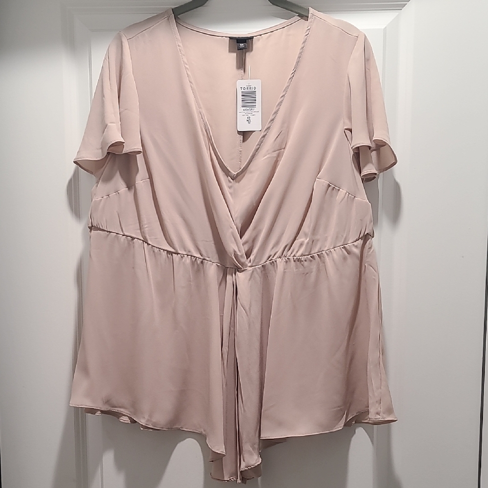 Torrid Georgette Twist Surplice Flutter Sleeve Blouse
